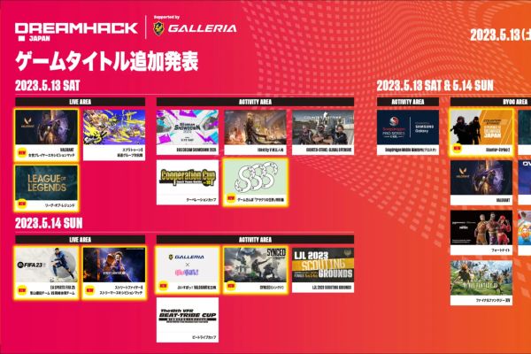 「DreamHack Japan 2023」追加ゲームタイトル発表！音楽LIVEアーティストも